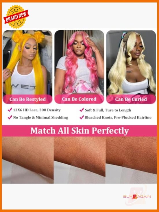 200 Density 13x6 HD Lace Front Wig Human Hair Body Wave Glueless Pre Plucked main image 4